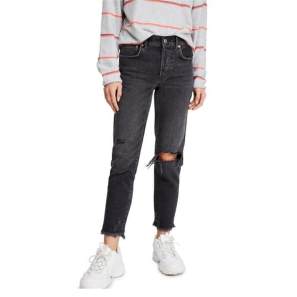 Free People We The Free Womens Good Times Relaxed Straight Leg Jeans Black 27 - Picture 1 of 13